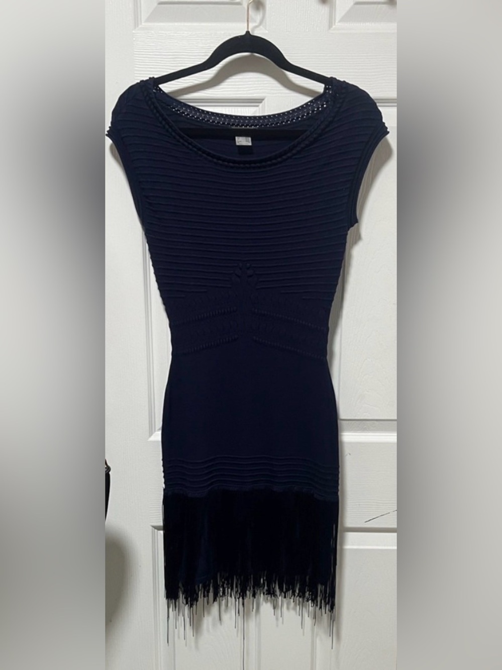 Slimming Venus Fringe Dress size small navy blue